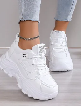 Zapatillas con plataforma de 8 cm para mujer, de otoño/invierno, con suela gruesa y cuña oculta, transpirables y antideslizantes, para uso casual/de - Shein - FashionsVida