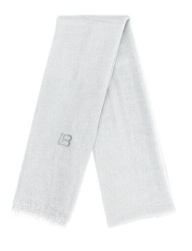 Pashmina bianca con frange 99s298-71