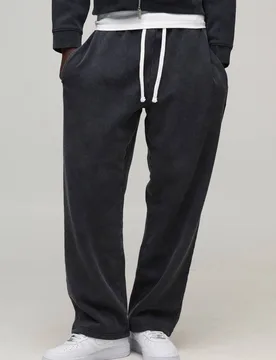 Men's Essential Washed Baggy Drop Crotch Jogger Washed Black Size Small Washed Black S - boohooMAN - FashionsVida