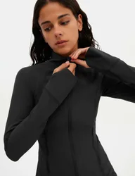 Estrella Funnel Neck Running Jacket Black female