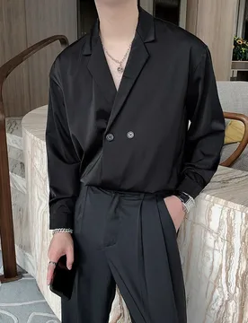 Spring Long Sleeved Shirt Men's Summer Korean Suit Collar Short Sleeved T-shirt Fashion Loose Casual Shirt Tops Y2k Men Clothing - Aliexpress - FashionsVida
