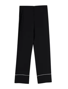 Black Contrast Piping Silk Tailored Trousers - Erdem - FashionsVida