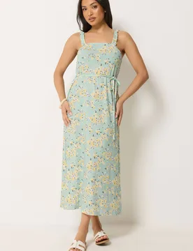 Women's Petite Belted Midi Dress in Light Green Size: 16 - Light Green - Size: 16 - PixieGirl - FashionsVida
