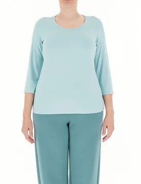 T-shirt in viscosa AZZURRO L - PERSONA by MARINA RINALDI - FashionsVida