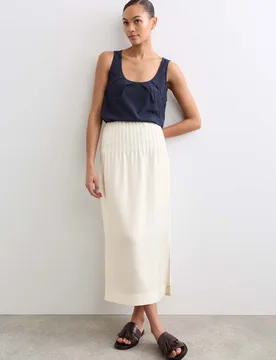 Pleated Midi Straight Skirt Ivory female - Jaeger - FashionsVida