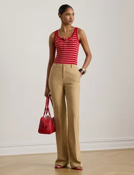 Pantalón recto de mujer de tiro alto - Lauren Ralph Lauren - FashionsVida