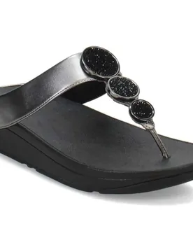 Infradito Halo Bead-circle Metallic Toe-post Pewter Black EU 40