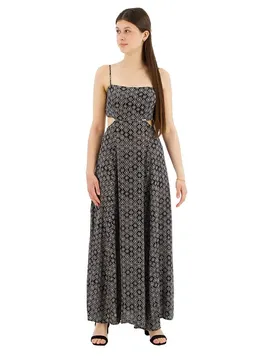 Robe Longue Sans Manches Sheered Back Black 70S Geo XL