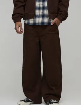 Men's Barrel Fit Carpenter Trouser Brown Size 36 Brown 36 - boohooMAN - FashionsVida