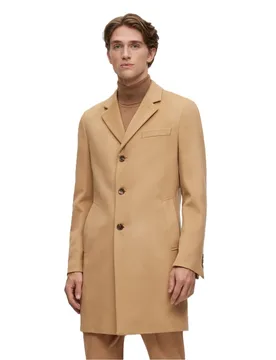 Mens Hyde Tailored Fit Long Formal Coat In Beige - Size 40 (Chest) - BOSS - FashionsVida