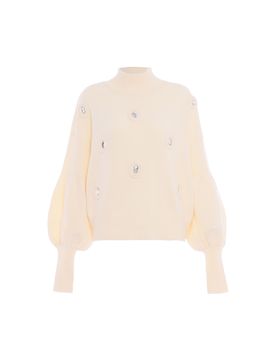 Faina Jersey plata / blanco lana