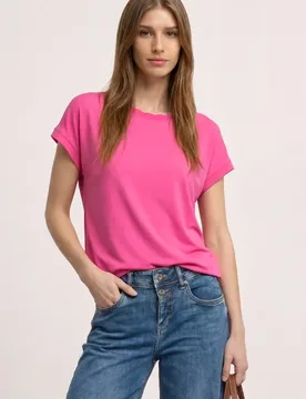 T-Shirt mit Rundhals und Deko-Tape female Pink - Street One - FashionsVida