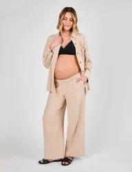 Maternity Pure Cotton Textured Trousers Beige female