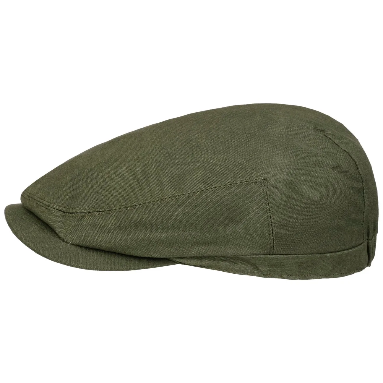 Waxed Cotton Flat Cap by - olive - Size: S (55-56 cm) - Lipodo - FashionsVida