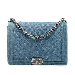 Large Quilted Denim Boy Flap