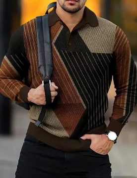 Men's Elegante En Moderne Patchwork Overhemden Long Sleeve Button Polo Shirt - Aliexpress - FashionsVida