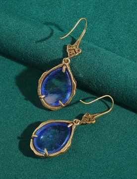 Vintage Blue Natural Stone Drop Earring Water Droplet Cat Eye Gold Color Rhinestone Jewelry Designer Quality Luxury Gifts 2025 - Aliexpress - FashionsVida