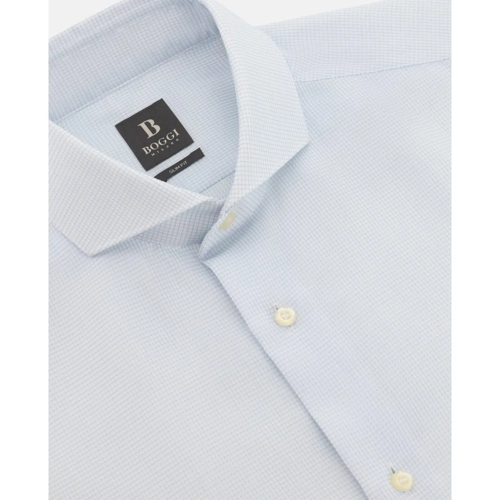 Camisa a cuadros en algodón de corte ajustado - Boggi Milano - FashionsVida