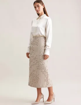 Jacquard Pencilskirt Beige 42 - Seidensticker.com - FashionsVida