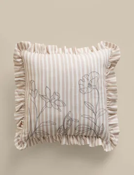 Pure Cotton Floral Embroidered Cushion Natural Mix - M&S - FashionsVida