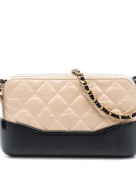 Bicolor Aged Calfskin Gabrielle Double Zip Clutch with Chain - Chanel - FashionsVida