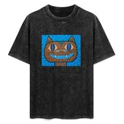 Mischievous Cat T-Shirt Basic Crew Neck Short Sleeve Top