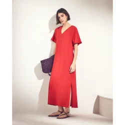 Vestido liso con manga corta