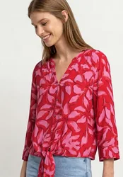 Arm Bluse mit Knotendetail female Rot