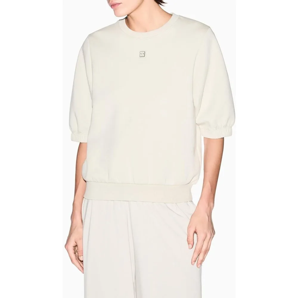 Sudadera de mujer manga corta con logo placa - Armani Exchange - FashionsVida