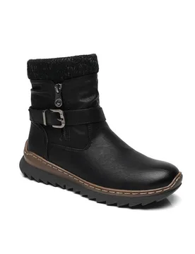 Women's Warm Lining Ankle Boots - Cozy insulated winter boots in Black Size: 5 - Black - Size: 5 - IVACHY - FashionsVida