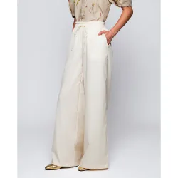 Pantalones anchos de mujer de algodón y cintura elástica