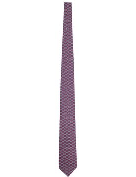 FERRAGAMO Gancini Print Silk Tie