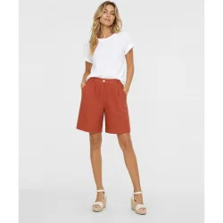 Pantalón corto bermuda de mujer de lino