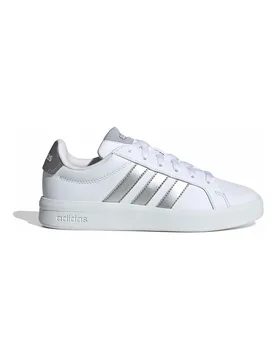 Sneakers bianche con strisce argento in pelle sintetica Grand Court 3 J 38⅔ - Adidas - FashionsVida
