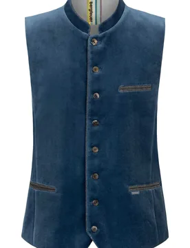 Trachtenweste Tozzi (rauchblau, Gr. 52) von Bergfeuer für Herren, Oberteile, 100% Baumwolle - Stockerpoint - FashionsVida