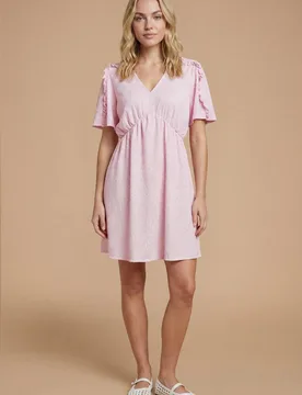 Women's Pink Frill Detail Angel Sleeve Mini Dress Size: 16 - Pink - Size: 16 - Dorothy perkins - FashionsVida
