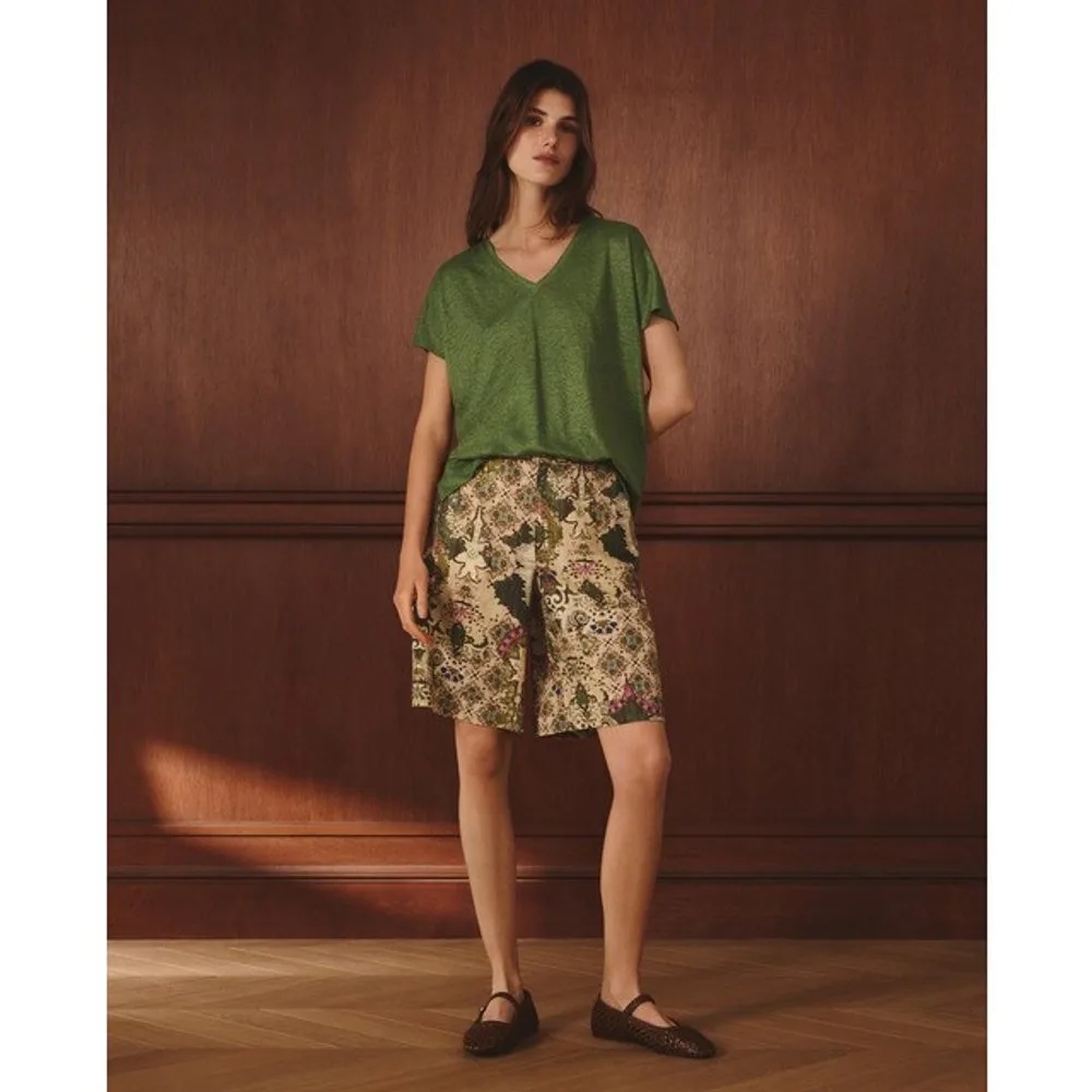 Bermuda lino de mujer estampada - Lloyd's - FashionsVida