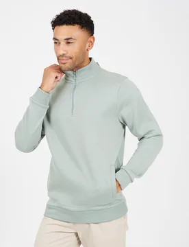 Funnel Neck Mens 1/4 Zip Sweatshirt - Brave soul - FashionsVida