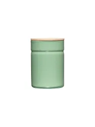 Recipiente hermético - Recipiente de esmalte con tapa de madera de fresno Truehomewear 12 cm 525ml verde