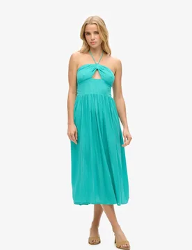 Superdry Damen Midikleid mit Aussparung Grün - Größe: 44 - 89.99 - FashionsVida