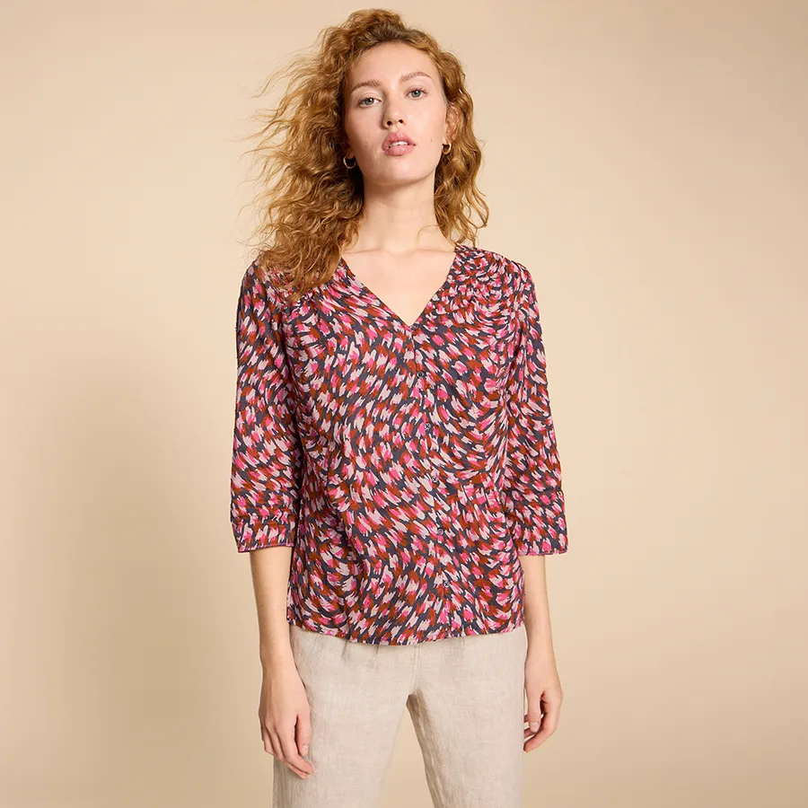 Organic Rae Cotton Top - Pink - White stuff - FashionsVida