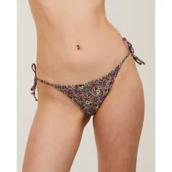 Braga de bikini semibrasileña con lazos y estampado de flores