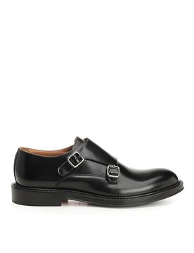 Double Monk in pelle spazzolata nera