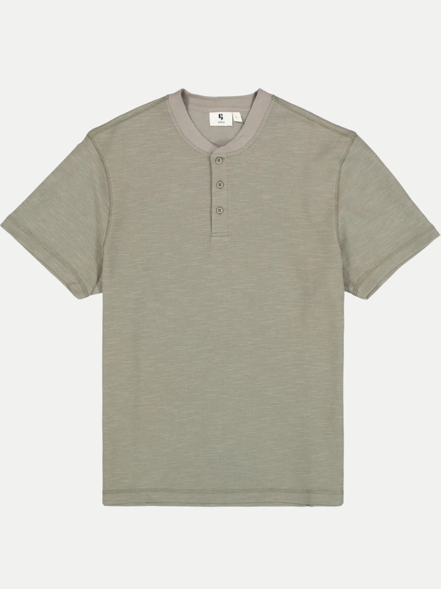 T-Shirt mit Knopfleiste Beige L - Garcia - FashionsVida