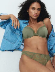 Jasmine Lace Wired Demi Cup Bra (A-E) Khaki female