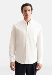 Regular Flanellhemd Uni Ecru 44