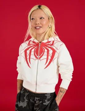 Sweat À Capuche Imprimé Spider-Man S Blanc Cassé - Bershka - FashionsVida