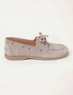 Suede Flat Boat Shoes Stone female - Fatface - FashionsVida