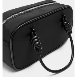 Bolso de mano convertible a bandolera estilo bowling con cierre de cremallera en liso