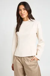 Womens Seam Detail Tailored Top - Cream - Size 10 Uk
